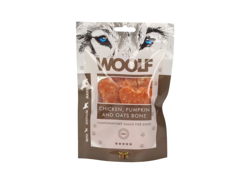 WOOLF PRZYSMAK CHICKEN, PUMPKIN AND OATS BONE 100G