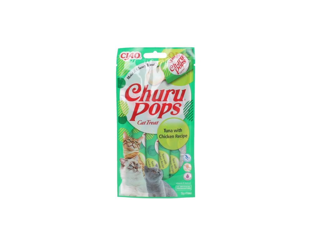 INABA CAT CHURU POPS TUNA WITH CHICKEN  RECIPE 4X15G EU713