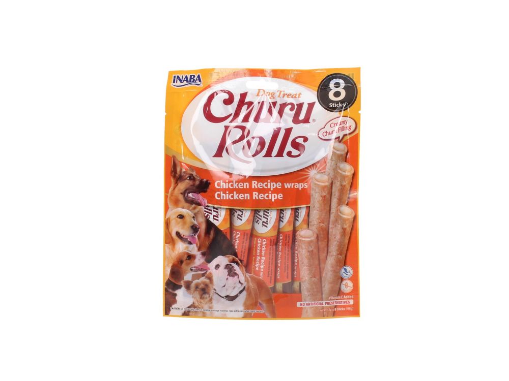 INABA DOG CHURU ROLLS CHICKEN RECIPE WRAPS CHICKEN RECIPE 8X12G EUD731