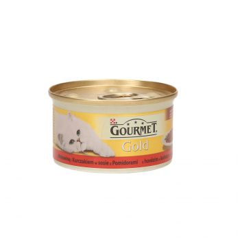 GOURMET GOLD CASSEROLE WOŁOWINA, KURCZAK W POMIDOROWYM SOSIE 85G 12558185