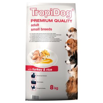 TROPIDOG PREMIUM ADULT SMALL TURKEY&RICE 8 KG  57047